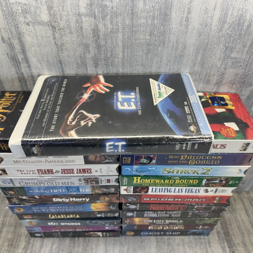 VHS Tapes Lot New Sealed E.T Shrek Stallone Snipes Casablanca Jurassic Spiderman - Picture 2 of 12